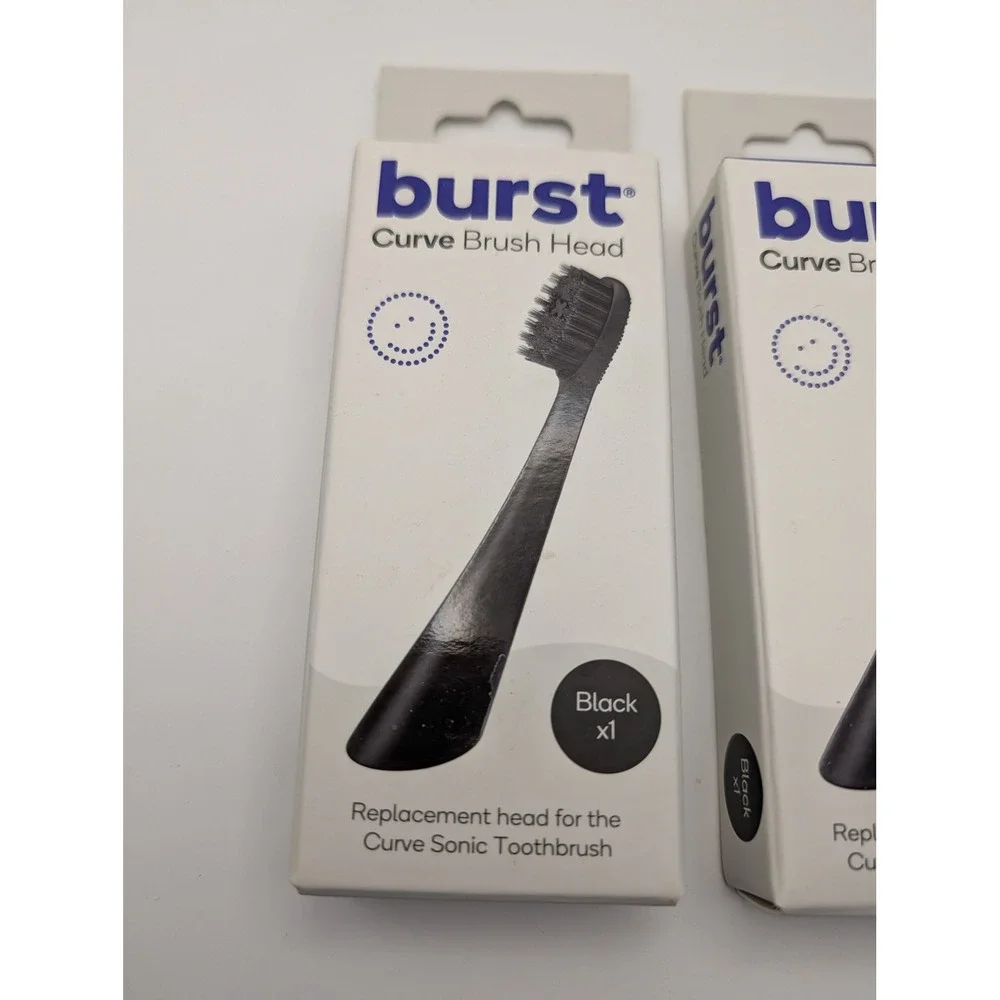 3 Packs Burst Curve Sonic Toothbrush Replacement Heads Black Super Soft Bristles